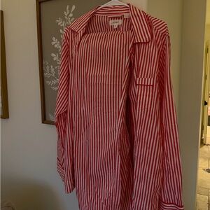 J. Crew Red and White Striped Button-Down pajamas set